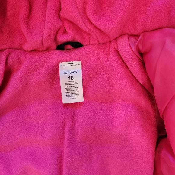 Carter's Girl's Leopard Print Puffer Hooded Jacket Coat Size 18 Months - Picture 7 of 7